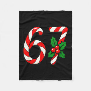 67 Candy Canes Funny Christmas Humor Meme Design Fleece Blanket