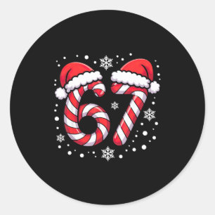 67 Candy Canes Santa Classic Round Sticker