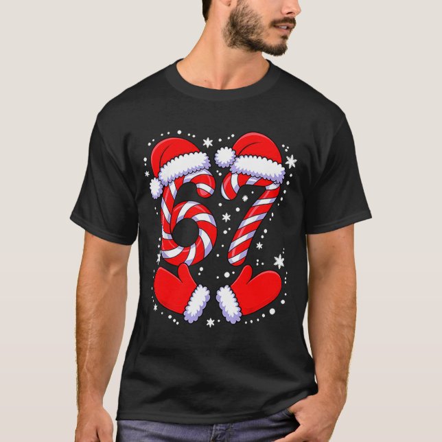 67 Candy Canes Santa  T-Shirt (Front)