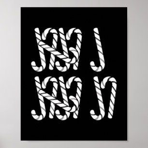 67 Candy Canes Tally Marks Xmas Long Sleeve Poster