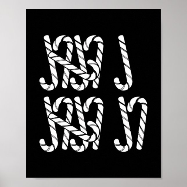 67 Candy Canes Tally Marks Xmas Long Sleeve  Poster (Front)