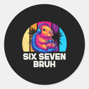 67 Capybara Funny Six Seven Bruh Capybara Video Ga Classic Round Sticker