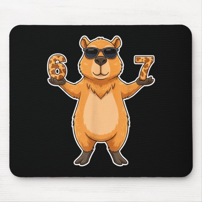 67 Capybara Sungles Gen Alpha Slang Funny Six Seve Mouse Pad (Front)