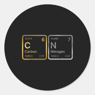 67 Carbon Nitrogen Science Chemistry Periodic Tabl Classic Round Sticker