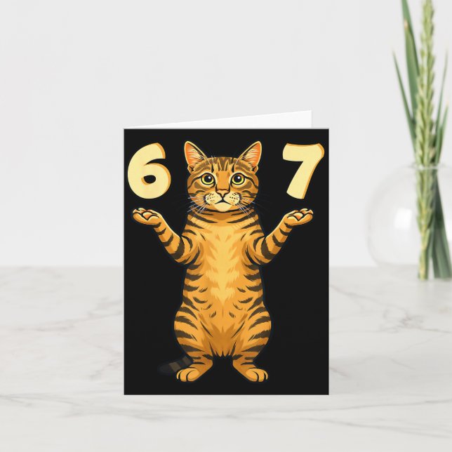 67 Cat Meme Funny Gen Alpha Slang Humor For Teens  Card (Front)