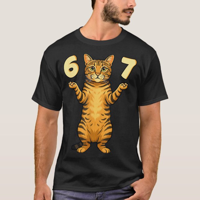 67 Cat Meme Funny Gen Alpha Slang Humor For Teens  T-Shirt (Front)