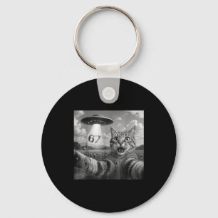 67 Cat Selfie With Alien Ufos Funny Cat Six Seven Key Ring