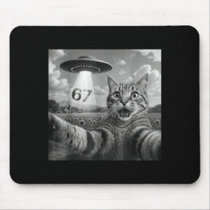 67 Cat Selfie With Alien Ufos Funny Cat Six Seven Mouse Pad