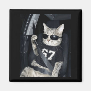 67 Cat Wearing Sungles Gen Alpha Funny Six Seven 6 Magnet