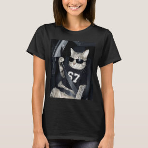 67 Cat Wearing Sungles Gen Alpha Funny Six Seven 6 T-Shirt
