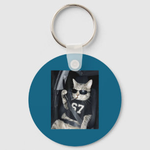 67 Cat Wearing Sungles Gen Alpha Smoking Cat Key Ring