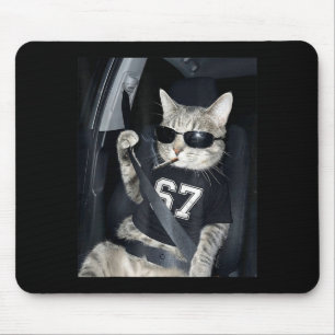 67 Cat Wearing Sungles Gen Alpha Smoking Cat Mouse Pad
