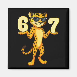 67 Cheetah Meme Six Seven Hands Motion Kids Teens  Magnet