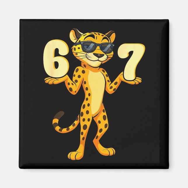67 Cheetah Meme Six Seven Hands Motion Kids Teens  Magnet (Front)