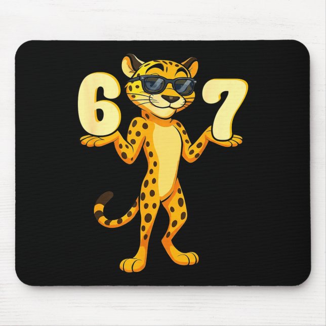 67 Cheetah Meme Six Seven Hands Motion Kids Teens  Mouse Pad (Front)