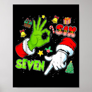 67 Christmas 6 7 Meme Elf Santa Pajamas Gen Alpha Poster