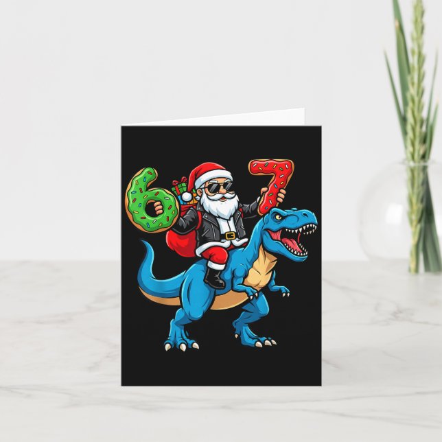 67 Christmas 6 7 Meme Funny Santa Six Seven Xmas B Card (Front)
