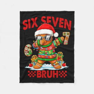 67 Christmas 6 7 Meme Gingerbread Man Xmas Pajamas Fleece Blanket