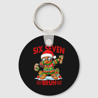 67 Christmas 6 7 Meme Gingerbread Man Xmas Pajamas Key Ring