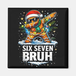 67 Christmas 6 7 Meme Gingerbread Man Xmas Pajamas Magnet