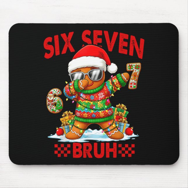 67 Christmas 6 7 Meme Gingerbread Man Xmas Pajamas Mouse Pad (Front)