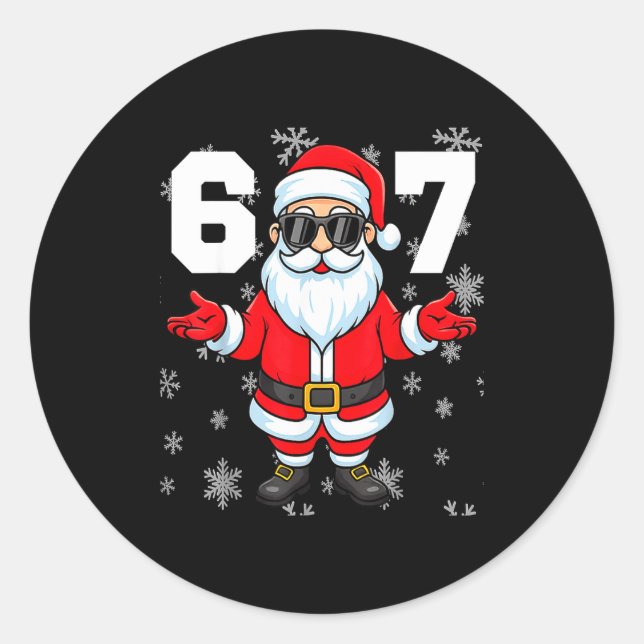 67 Christmas 6 7 Meme Pajamas 67 Bruh Slang  Classic Round Sticker (Front)