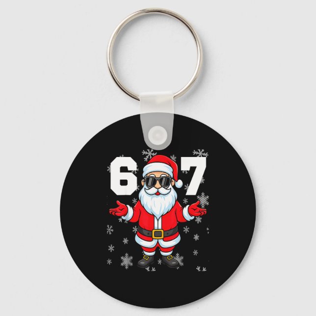 67 Christmas 6 7 Meme Pajamas 67 Bruh Slang  Key Ring (Front)