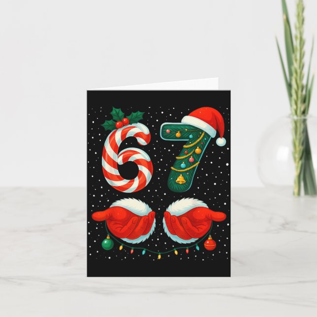 67 Christmas 6 7 Meme Pajamas Holiday Gen Alpha Sl Card (Front)