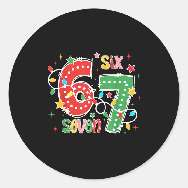 67 Christmas 6 7 Meme Pajamas Holiday Gen Alpha Sl Classic Round Sticker (Front)