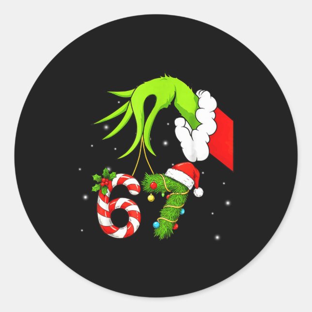 67 Christmas 6 7 Meme Pajamas Holiday Gen Alpha Sl Classic Round Sticker (Front)