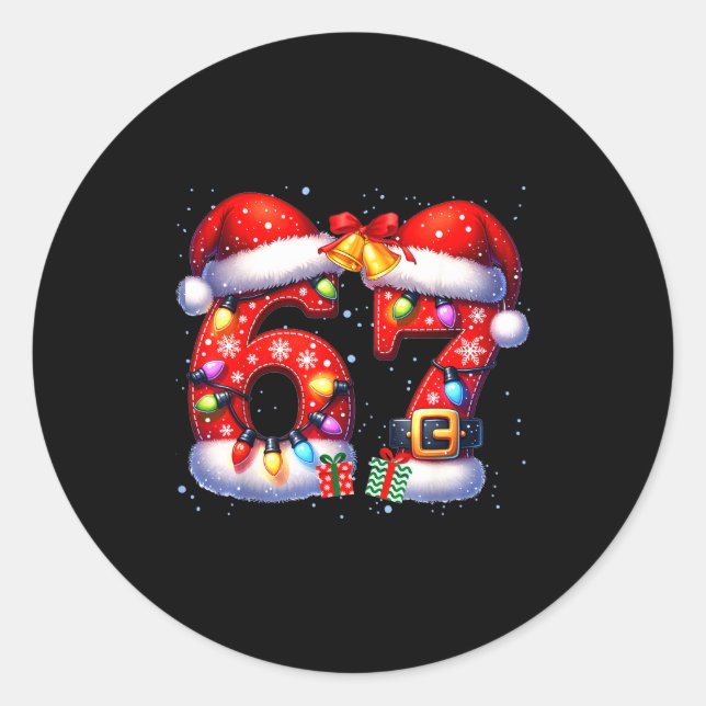 67 Christmas 6 7 Meme Pajamas Holiday Gen Alpha Sl Classic Round Sticker (Front)