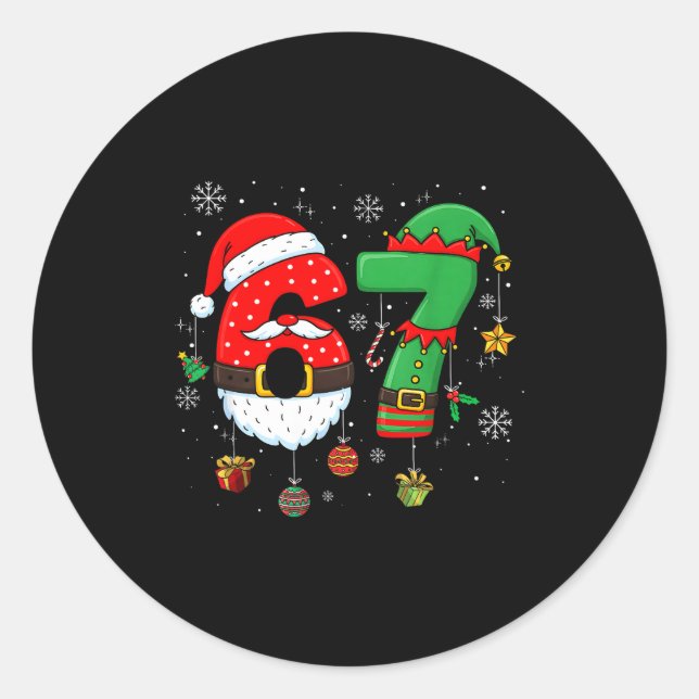 67 Christmas 6 7 Meme Pajamas Holiday Gen Alpha Sl Classic Round Sticker (Front)