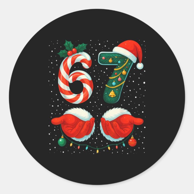67 Christmas 6 7 Meme Pajamas Holiday Gen Alpha Sl Classic Round Sticker (Front)