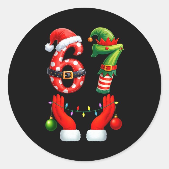67 Christmas 6 7 Meme Pajamas Holiday Gen Alpha Sl Classic Round Sticker (Front)