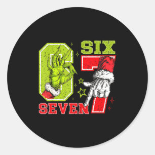 67 Christmas 6 7 Meme Pajamas Holiday Gen Alpha Sl Classic Round Sticker