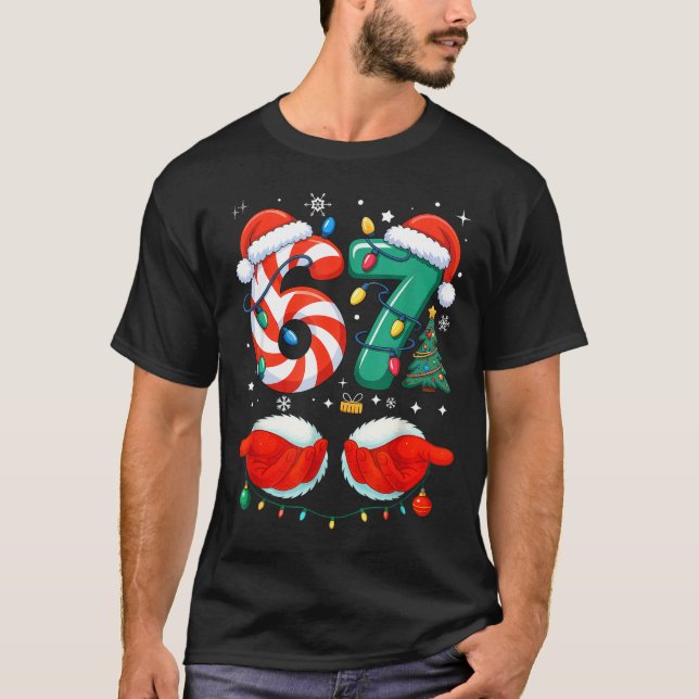 67 Christmas 6 7 Meme Pajamas Holiday Gen Alpha Sl T-Shirt (Front)