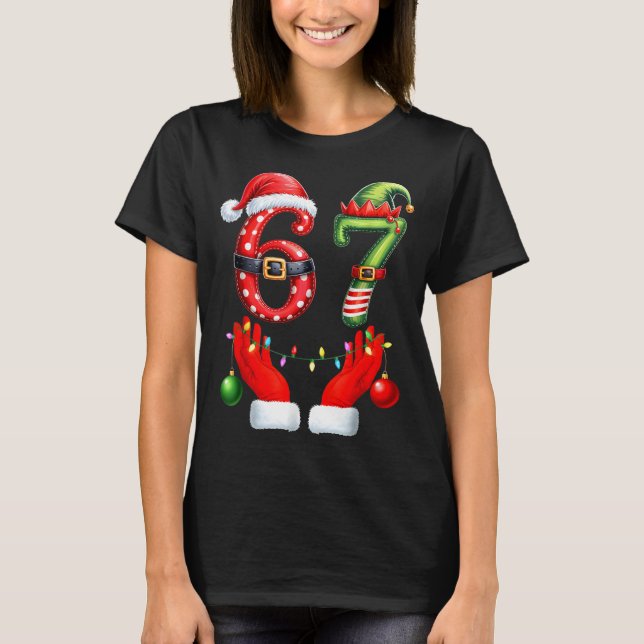 67 Christmas 6 7 Meme Pajamas Holiday Gen Alpha Sl T-Shirt (Front)