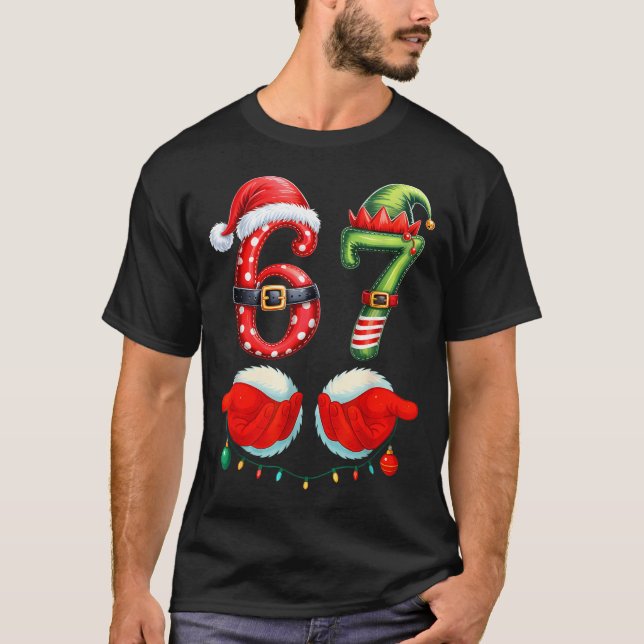 67 Christmas 6 7 Meme Pyjamas Holiday Gen Alpha Sl T-Shirt (Front)