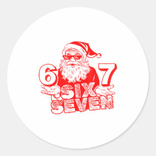67 Christmas 6 7 Meme Six Seven Funny Santa Xmas B Classic Round Sticker