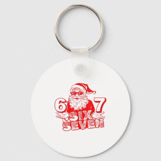 67 Christmas 6 7 Meme Six Seven Funny Santa Xmas B Key Ring (Front)