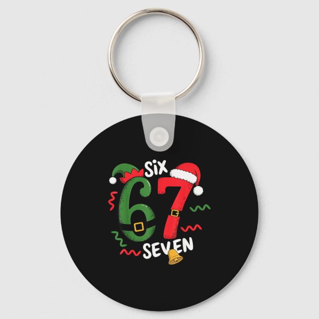 67 Christmas 6 7 Meme Six Seven Xmas  Key Ring (Front)