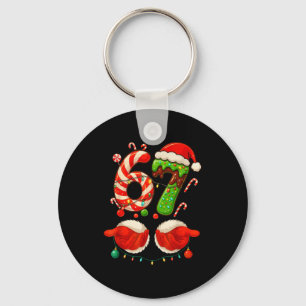67 Christmas 6 7 Six Seven Meme 67 Candy Cane Xmas Key Ring