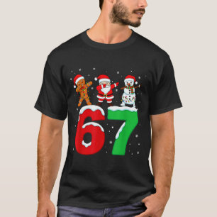 67 Christmas Dabbing Santa Snowman Funny Six Seven T-Shirt