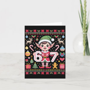 67 Christmas Elf Ugly Sweater Cute 6 7 Meme Xmas B Card