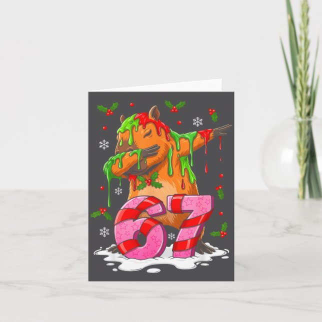 67 Christmas Funny 67 Brainrot Youth Kids Capybara Card (Front)