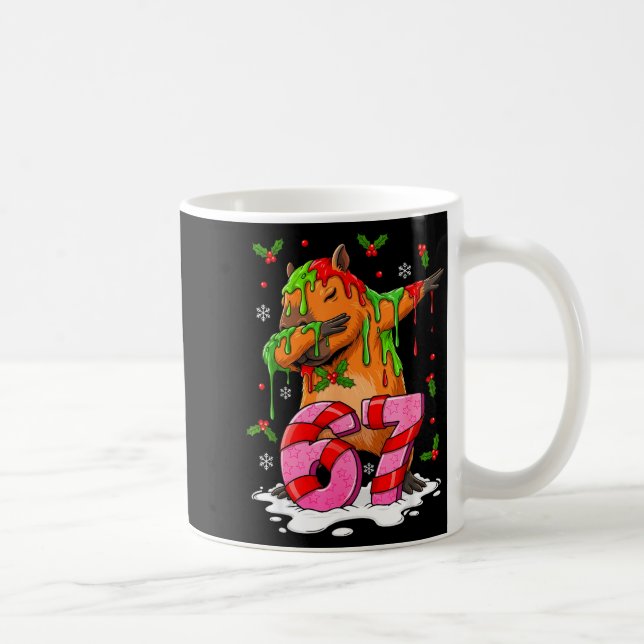 67 Christmas Funny 67 Brainrot Youth Kids Capybara Coffee Mug (Right)