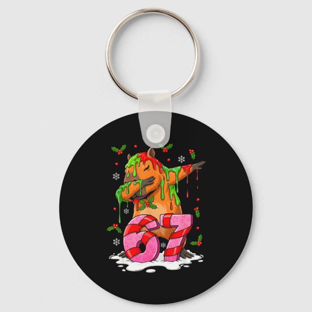67 Christmas Funny 67 Brainrot Youth Kids Capybara Key Ring (Front)