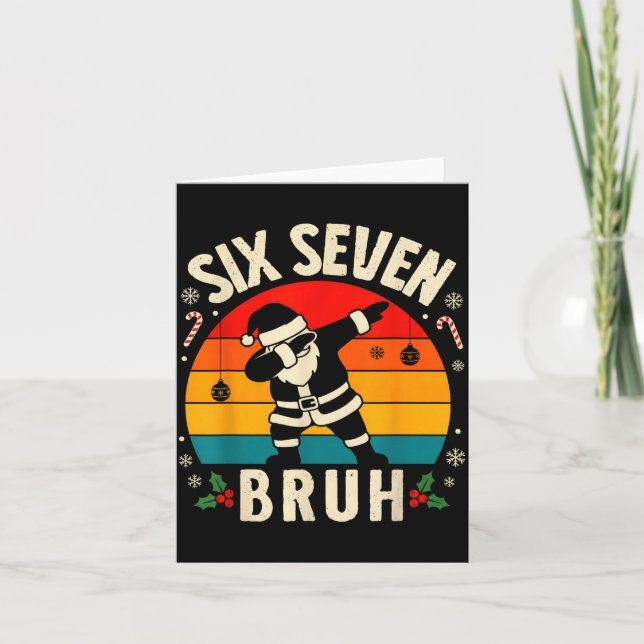 67 Christmas Funny 67 Meme Youth Kids Dabbing Sant Card (Front)