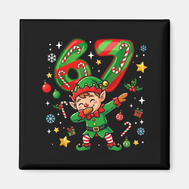 67 Christmas Funny 67 Meme Youth Kids Elf 67  Magnet (Front)