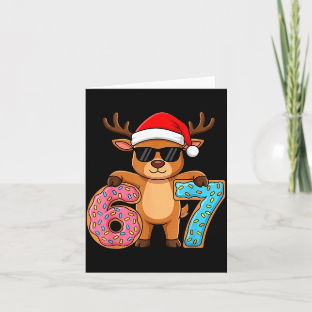67 Christmas Funny 67 Meme Youth Kids Reindeer 67  Card (Front)